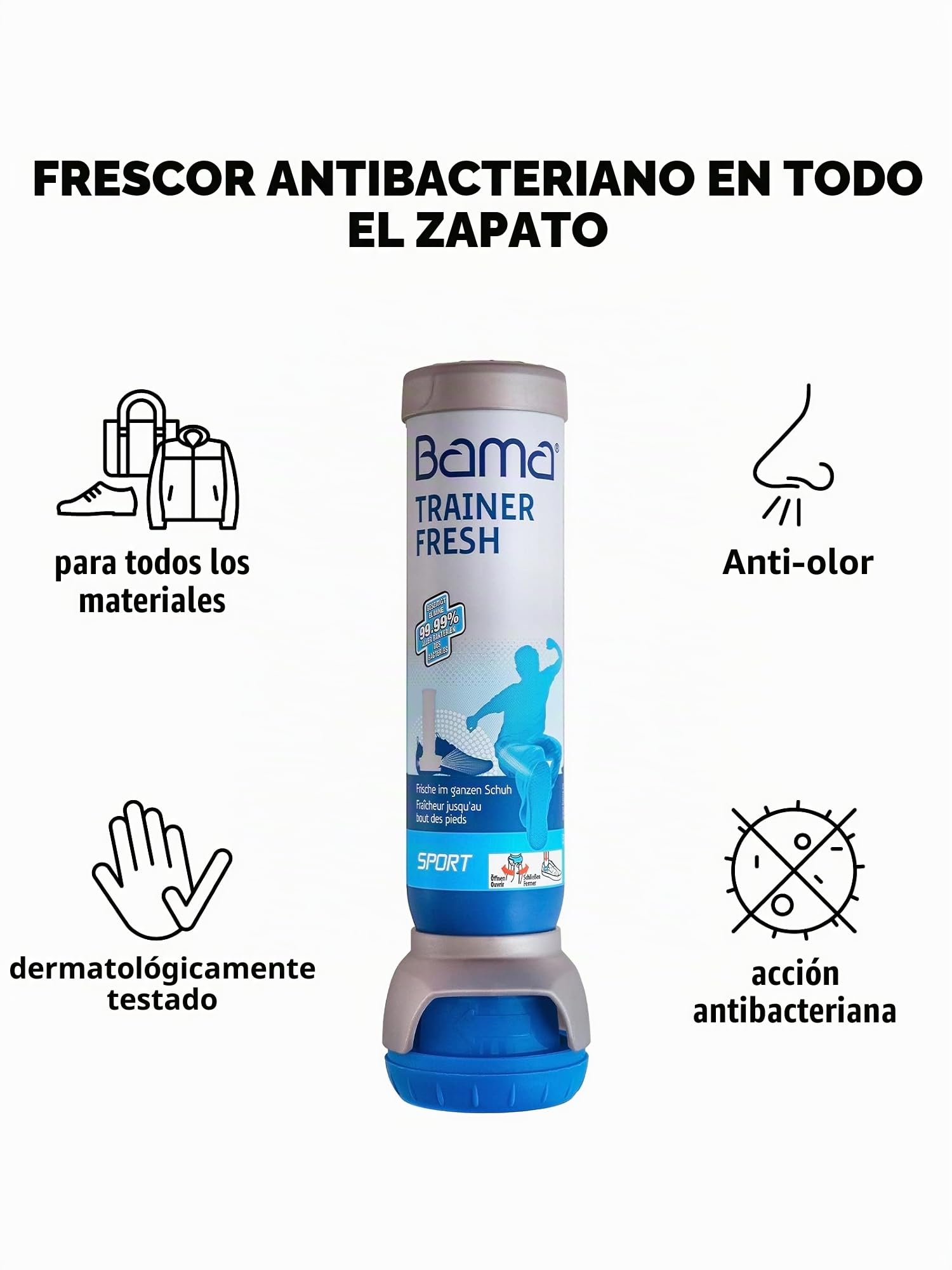 Bama Spray Desodorante para Zapatos - Neutralizador de Olores para Pies con Mal Olor Set Pulverizador Antibacteriano para Calzado - 6x 100ml