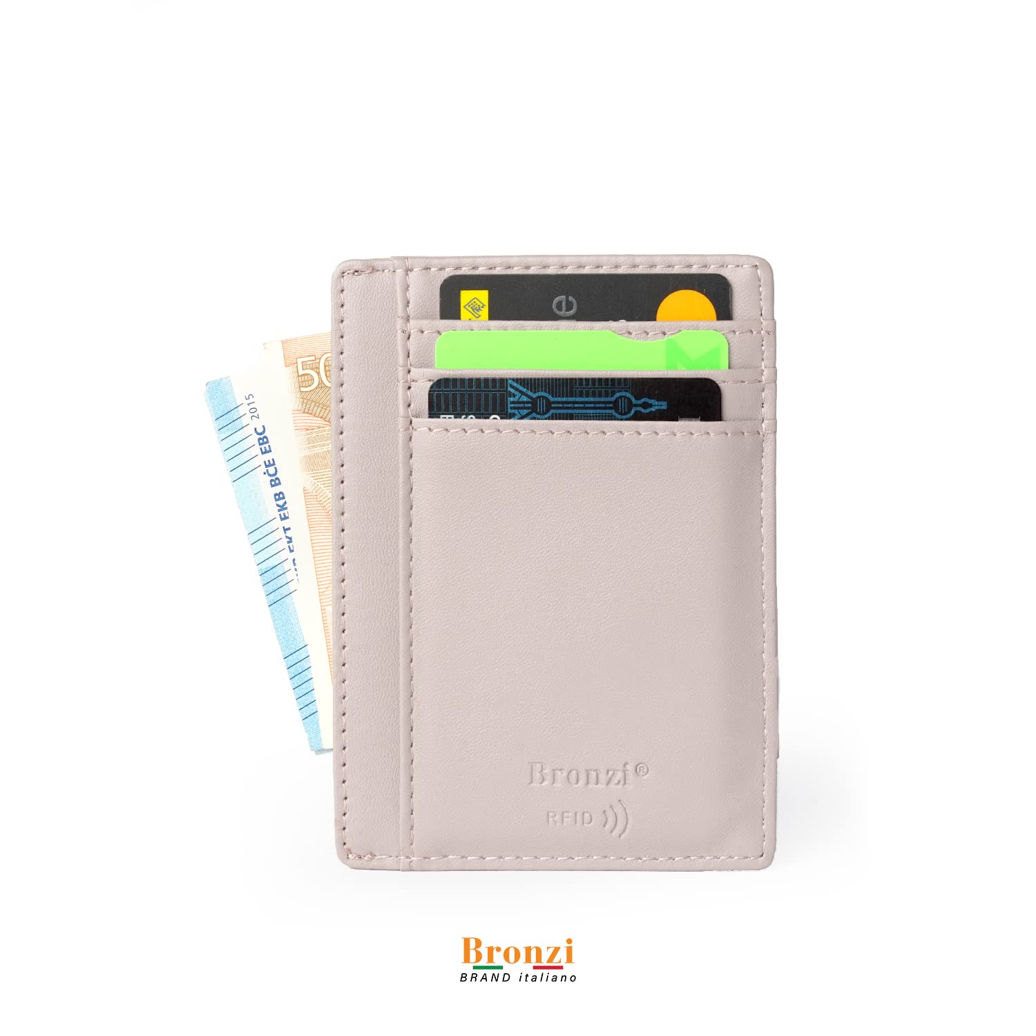 Bronzi® Portafoglio Uomo Slim Piccolo | Portacarte Uomo Donna Portatessere Porta Carte Di Credito | Portafogli Mini Protezione RFID con Portamonete | Box Regalo - Brand Italiano