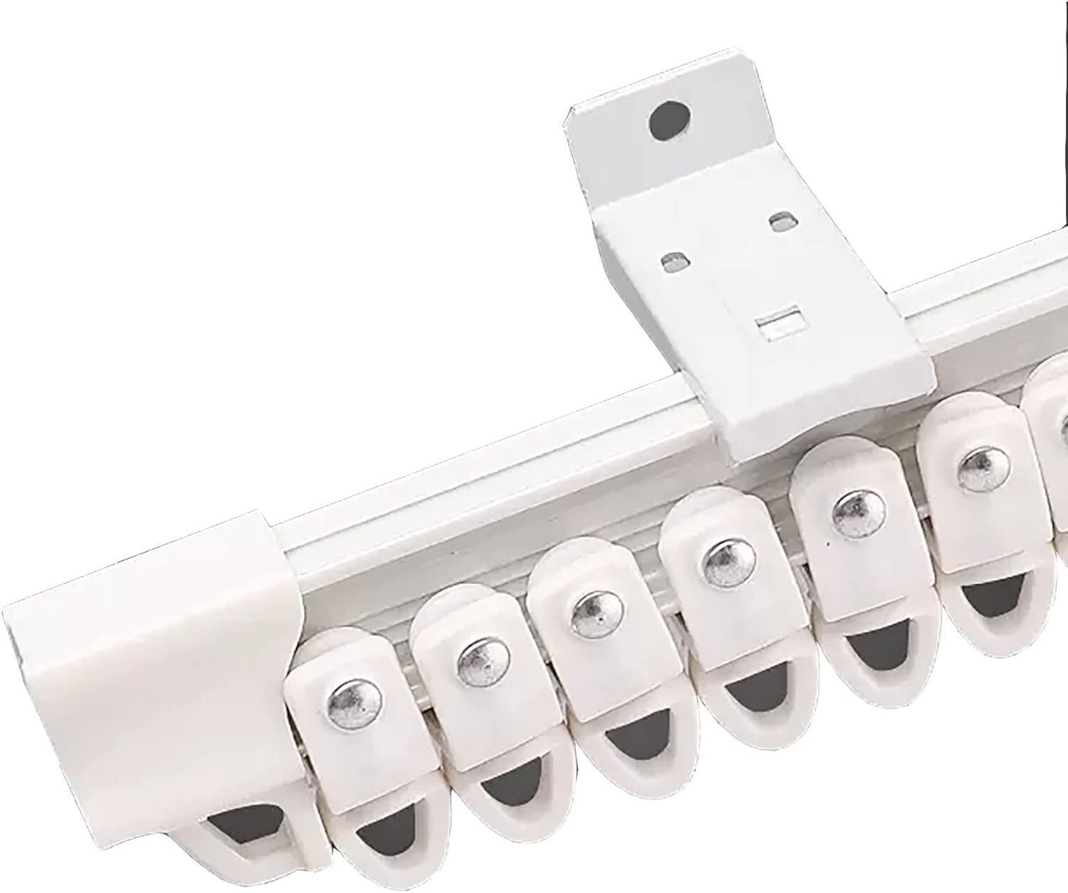 Rail de rideau blanc pliable en aluminium pour fixation plafond et mur