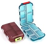 2PCS Travel Pill Box, Cute Pill Organizer, Small Pill Case, Portable Medicine Organizer for Purse, with 10 Compartments for Different Medicines