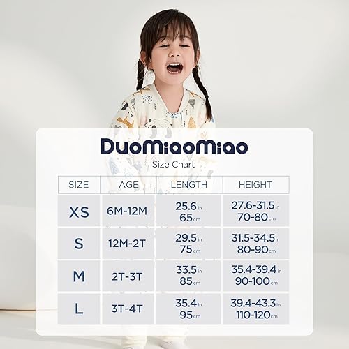 Miniatura 6 de Duomiaomiao Paquete de 2 sacos de dormir TOG para niños de 24 a 36 meses, 100% algodón, ligero, con pies, transpirable y cómoda manta para niños