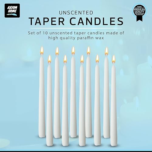 Miniatura 204 de Axiom Candles Velas altas sin goteo de 10 pulgadas sin perfume y sin humo, 9 horas de tiempo de combustión, velas cónicas para el hogar, cenas