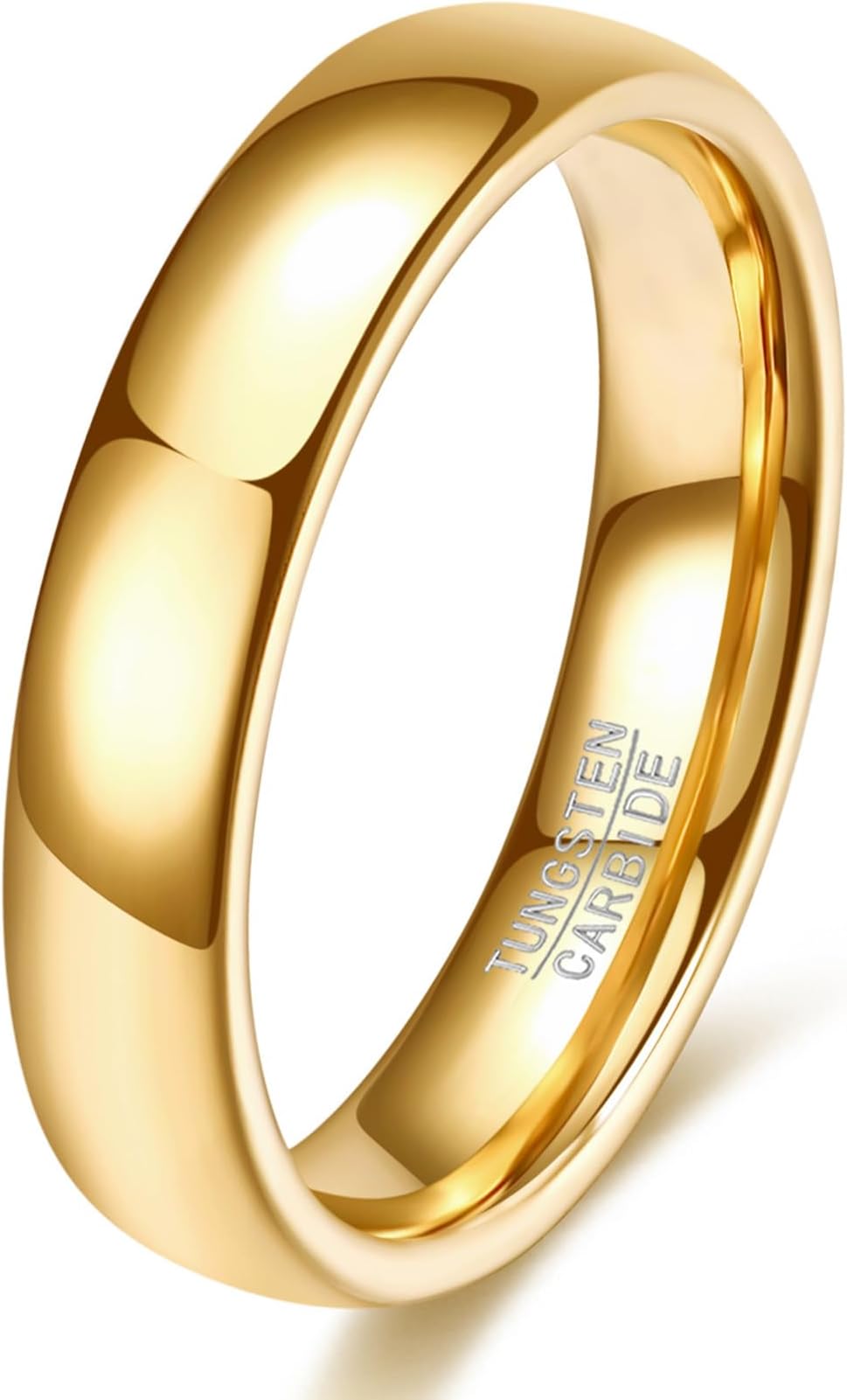 Tungsten Wedding Band Ring for Men Women | 2mm 4mm 6mm 8mm Gold Domed Tungsten Wedding Band Ring for Men Women High Polish Comfort Fit | Size 5-14