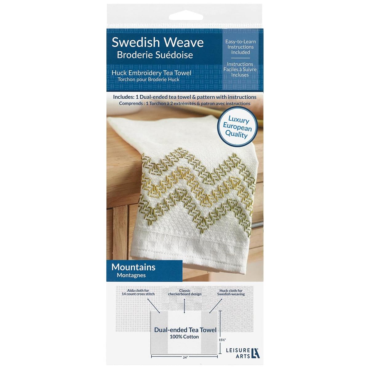 Amazon.com: LEISURE ARTS Swedish Weave Towel Kit, Mountains Green