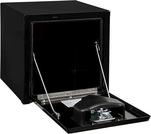 Vista 128 de Buyers Products 1704305 - Caja de acero negro para debajo de la carrocería con cierre de asa en T bloqueable, 24 x 24 x 36 pulgadas, fabricada