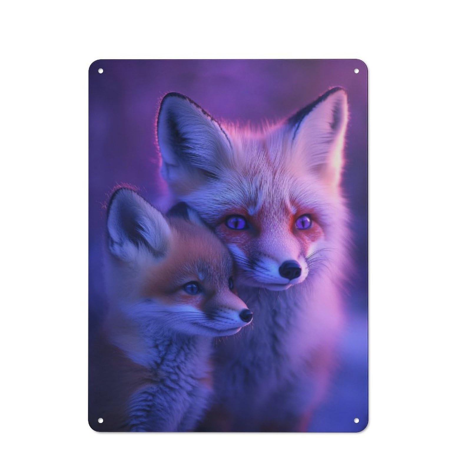 Junmoney Fox Family Portrait Vintage Metal Plaque 40X30cm For Man Cave Or Games Room, For An Autumn Update To Man Cave And Games Room