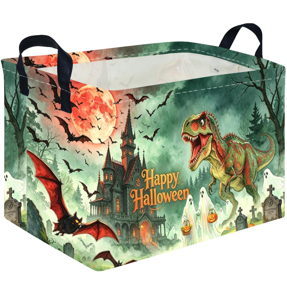 Halloween Dinosaur Ghost thriller basket,Empty Halloween basket,Horror and thriller decor,Trick or Treat Box for Boys and Girls,‌Halloweens‌ Party Baskets(Castle Ghost)