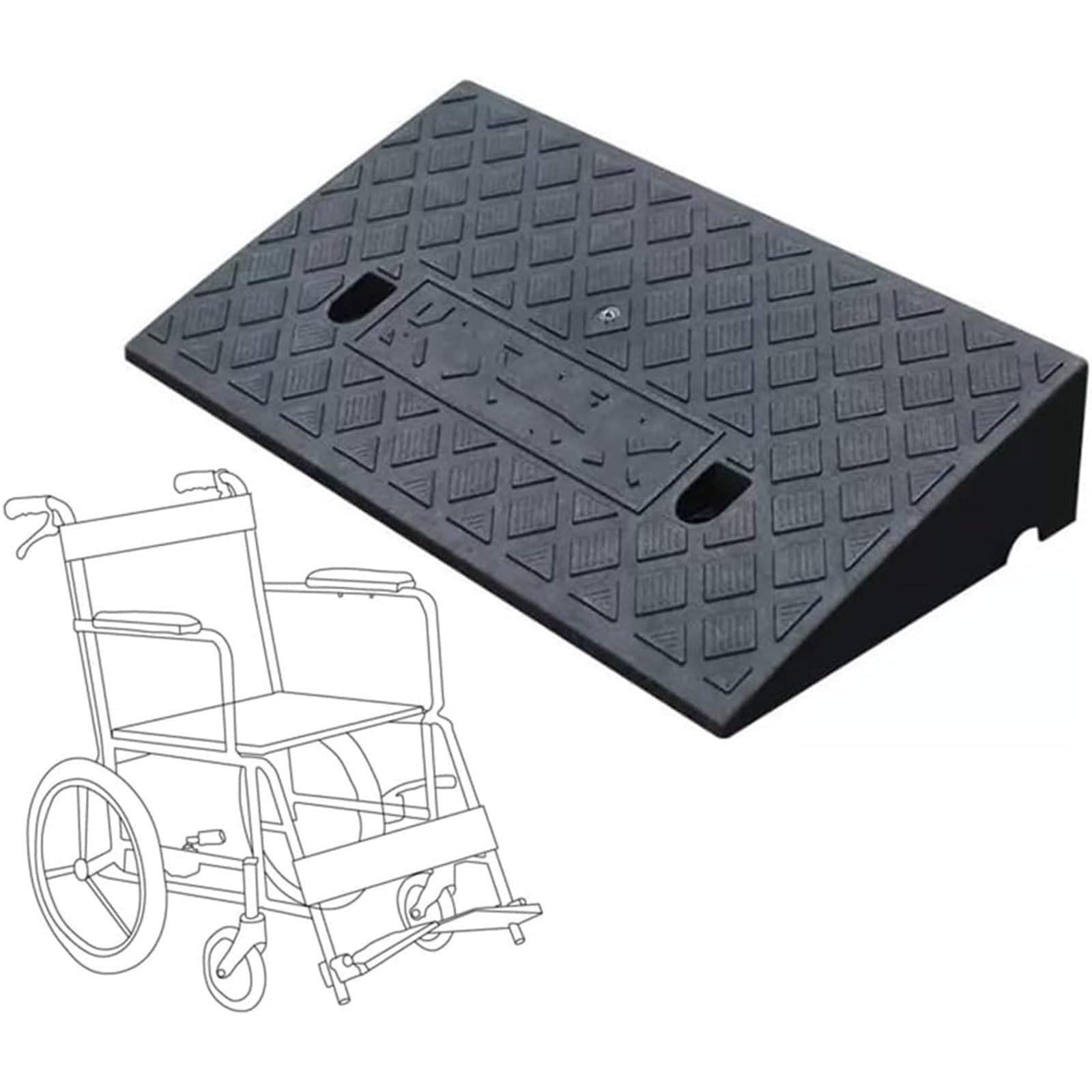 Portable Heavy Duty Curb Ramp for Wheelchairs and Mobility Scooters - Rubber Threshold Ramp for Driveway Access