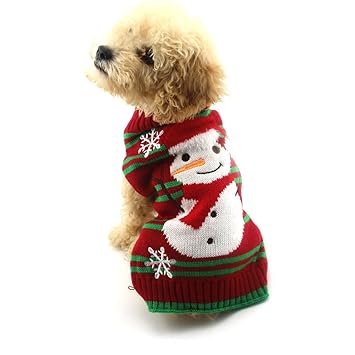Cuteboom Dog Snow Sweaters Snowman Sweaters Xmas Dog Holiday Jumper Year Christmas Sweater Pet Clothes for Small Dog and Cat(XS)