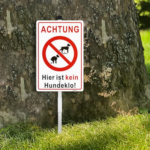 Goodvia Hundekot Verboten Schild mit Pfahl Aluminium Hier Bitte Nicht Hundekot Verboten Aluminium 20x30cm (Format A4) von Goodvia
