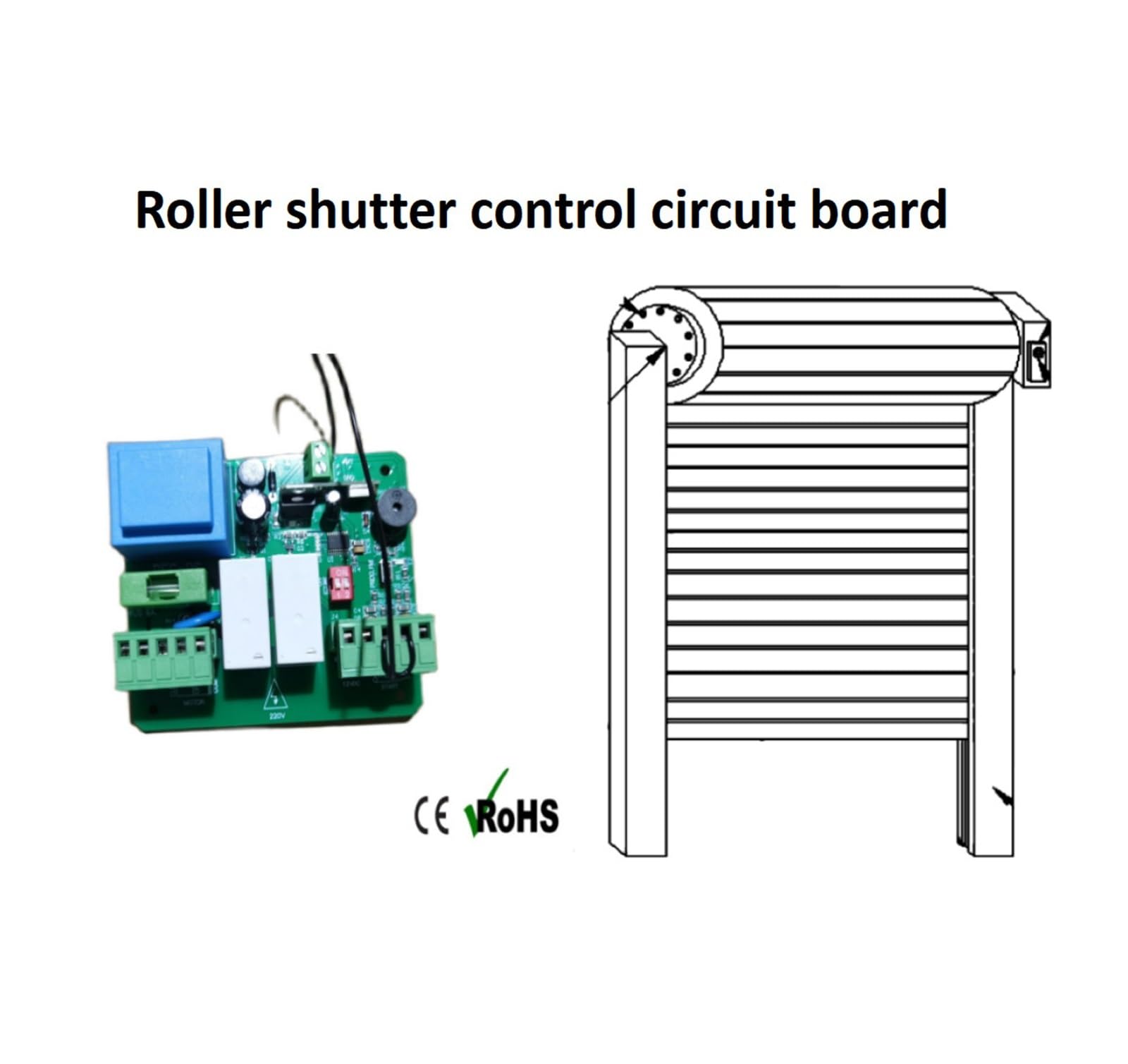 Tablero de Control de persiana Enrollable, 220V, 433MHz, Control Remoto, Velocidad del Motor NC Ajustable ，DiseñAdo para Un Servicio Duradero(Only PCB)