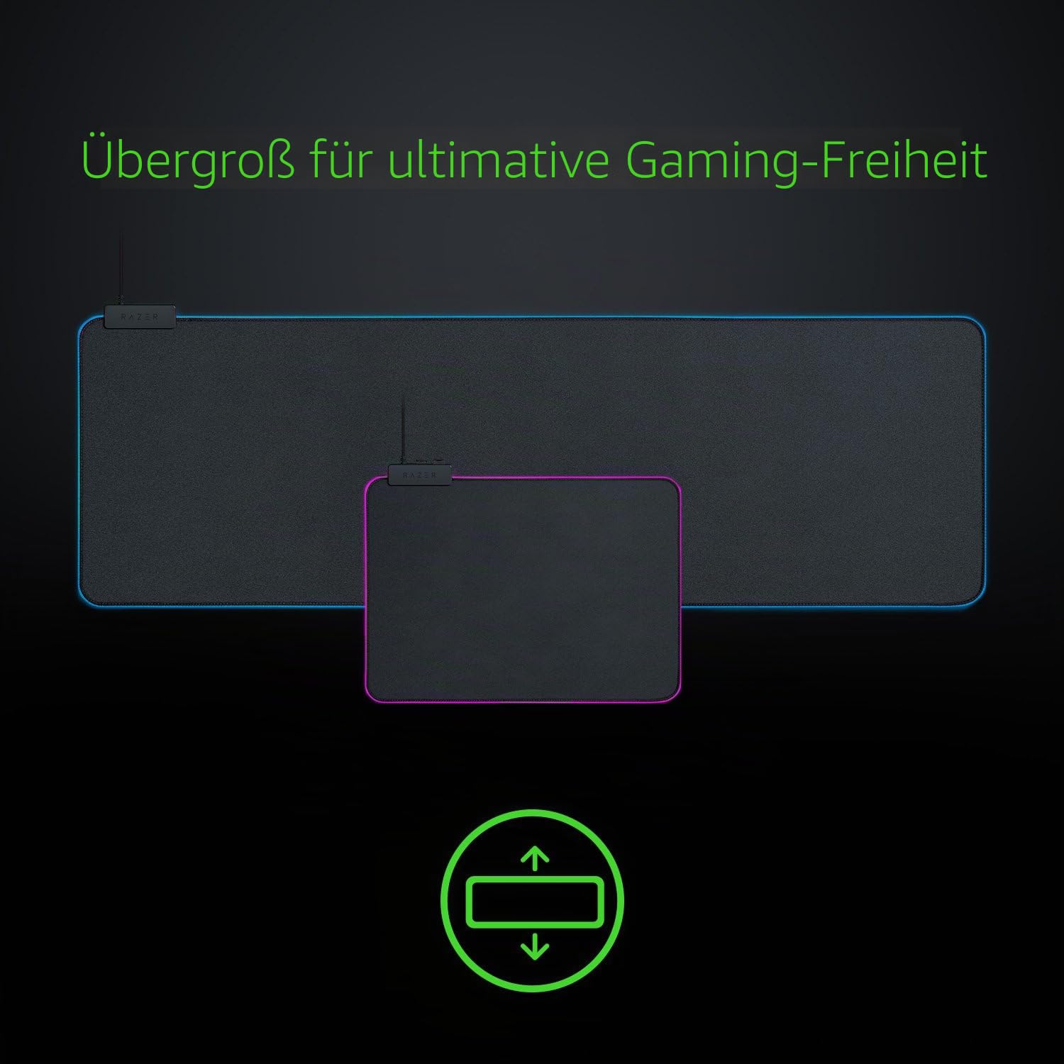 Razer Goliathus Extended Chroma - Extra große weiche XXL Gaming Maus-Matte mit RGB Beleuchtung (Kabelhalterung, Stoff-Oberfläche, gesteppter Rand, optimiert für alle Mäuse) Schwarz