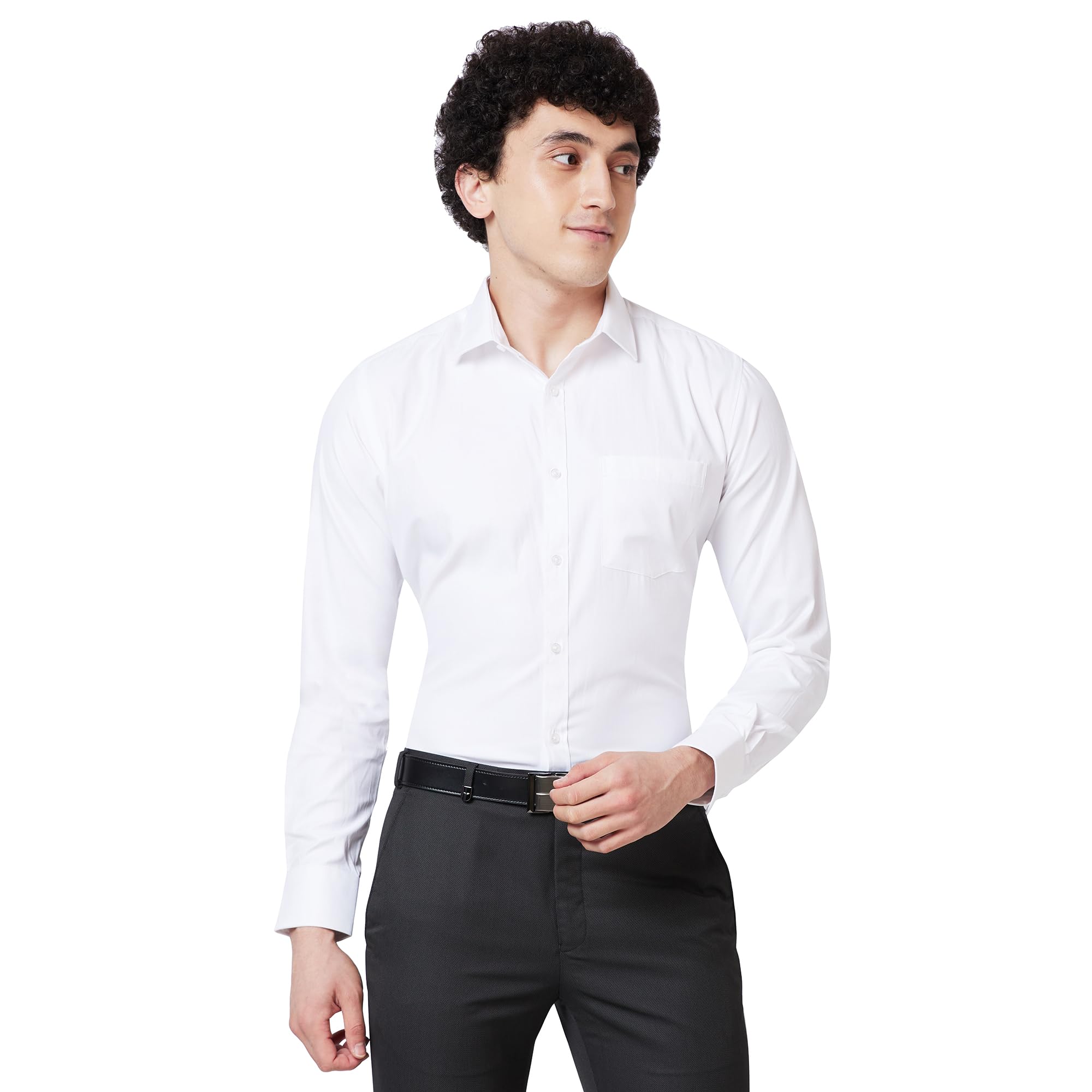 park avenue Men Slim Fit Structure Pattern Poly Cotton Blend Semi Cutaway Collar Full Sleeve Formal Shirt-picture-29