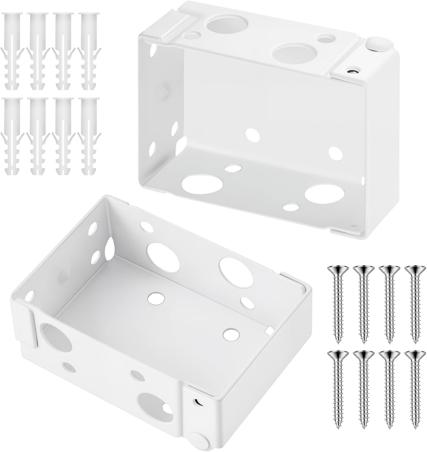 VEVOR Box Mounting Brackets, 2 Pcs, Box Blind Bracket for Window Blinds, Fit for 1.5 x 2.25 inch Headrails, with Self-Tapping Screws and Expansion Tubes, Sturdy Iron, for Blinds Installation, White