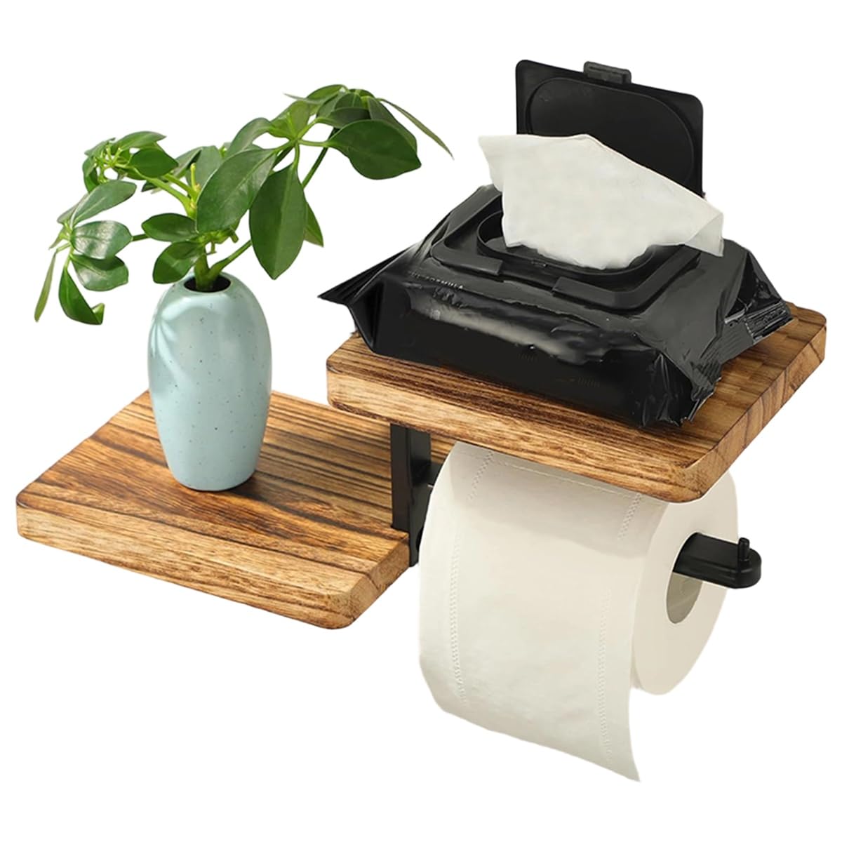 UDSKNV[KSL Wooden Paper Towel Holder Space Saving Countertop Organizer with Vertical Paper Towel Storage for Kitchen and Bathroom