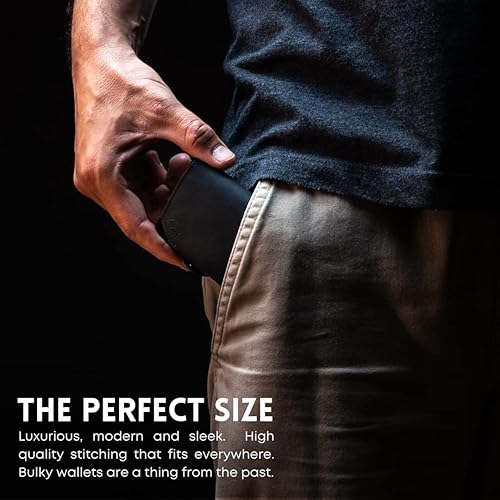 Miniatura 5 de Xclusive Cartera delgada de cuero para hombre Cartera triple RFID Lujoso tarjetero y cartera minimalista con clip para dinero Mezcla de lujo