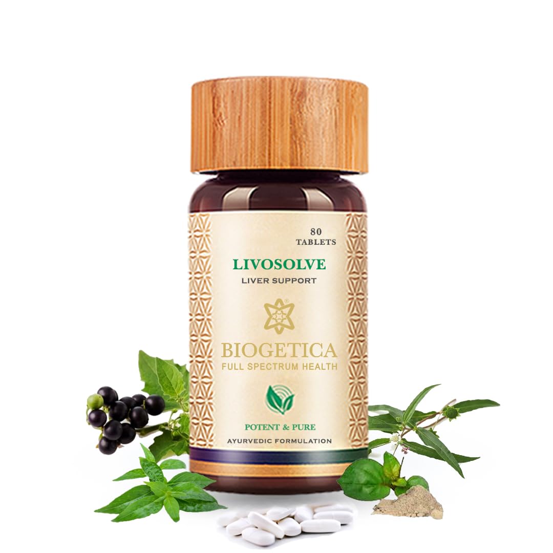 Biogetica Livosolve Herbal Supplement for Liver Care - Total Liver Support, Cleanse & Detox, Protects Cells & Enzymes - 100% Vegan Non-GMO - 80 Tablets