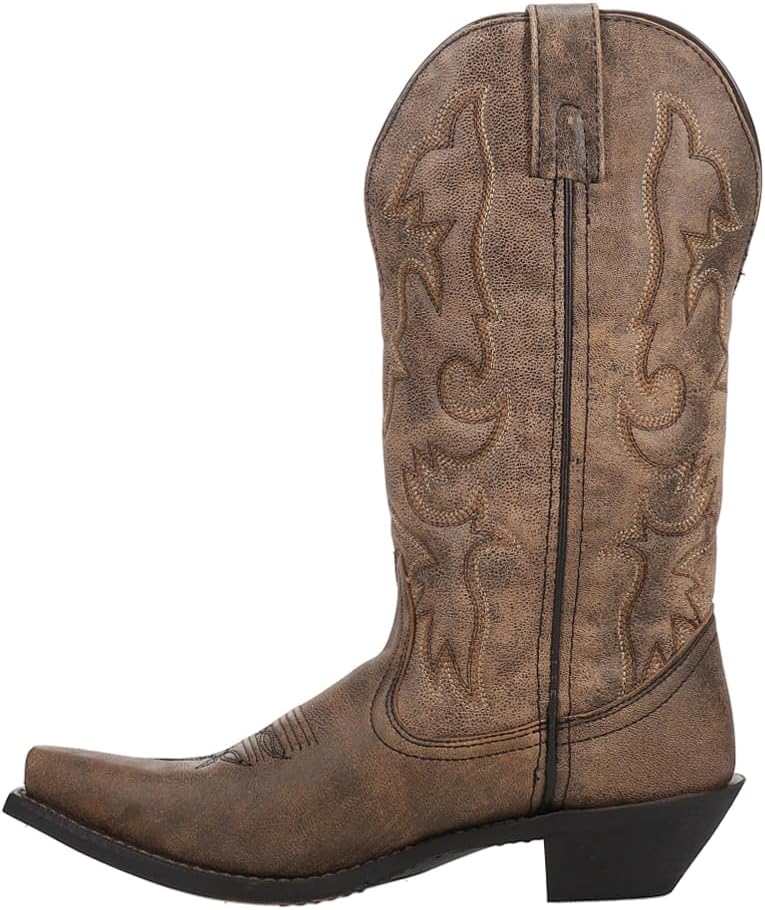 Laredo Womens Access Wide Calf Snip Toe Casual Boots Mid Calf Low Heel 1-2" - Brown
