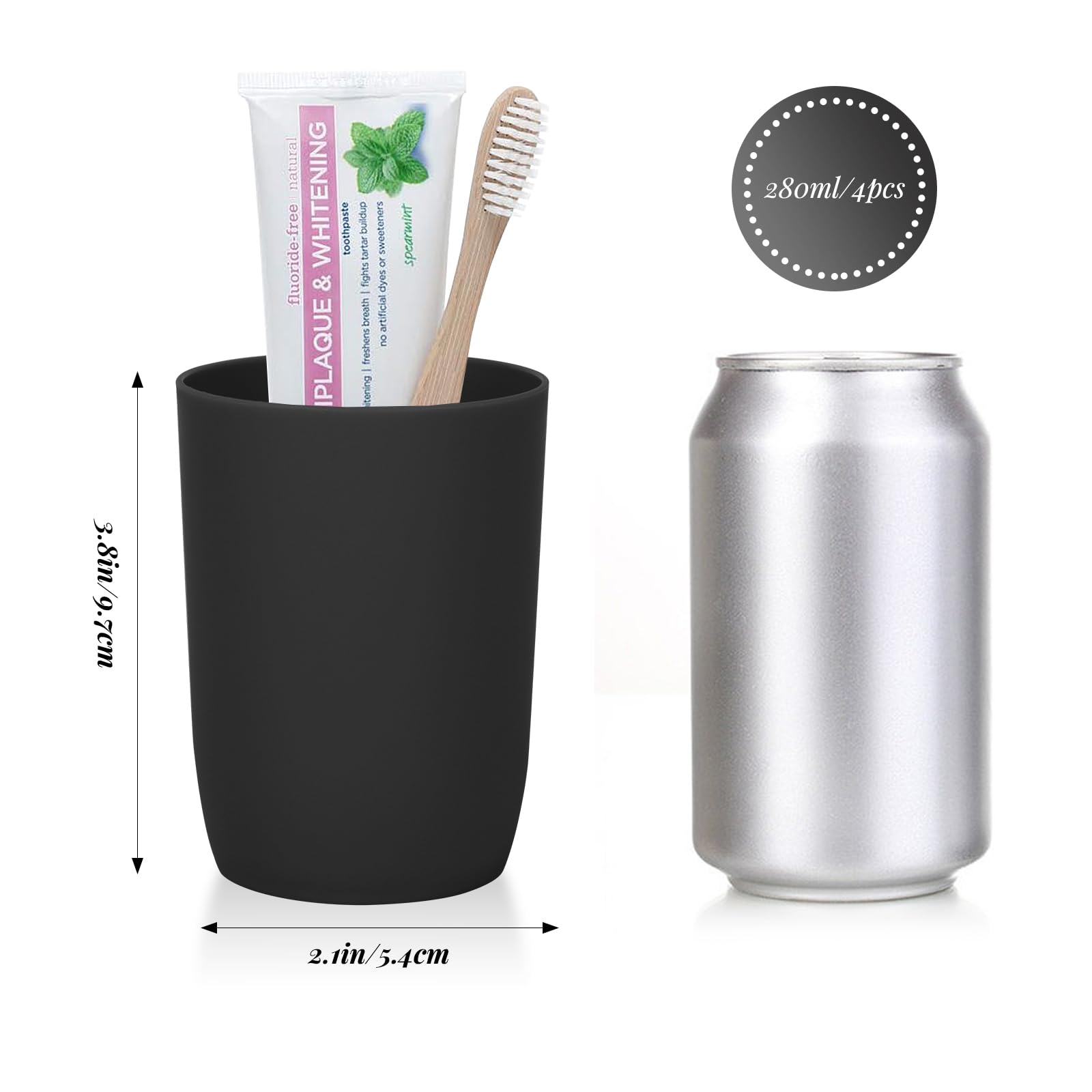 Lot De 4 Gobelets à Brosse à Dents Empilables 280ml Noir - Plastique Robuste Pour Salle De Bain, Cuisine Et Voyage Récipient Empilable économie Espace Lot De 4 Gobelets à Brosse à Dents Empilables 280ml Noir - Plastique Robuste Pour Salle De Bain, Cuisine Et Voyage Récipient Empilable économie Espace