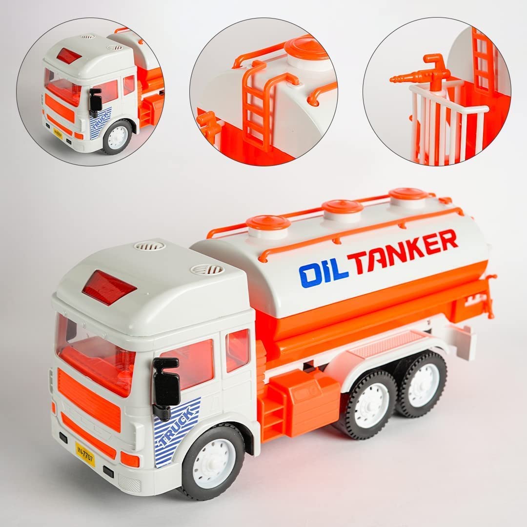 Ixora My First Wheels Oil Tanker Friction Powered Realistic Big Size Automobile Construction Engineering Plastic Toy Vehicle for Kids 1