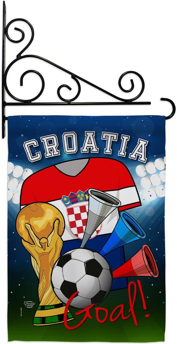 World Cup Croatia Soccer Burlap Garden Flag Sports Game Goal Ball Football Entertainment Activity Physical Small Decorative Gift Yard House Banner Double-Sided Made In USA 13 X 18.5
