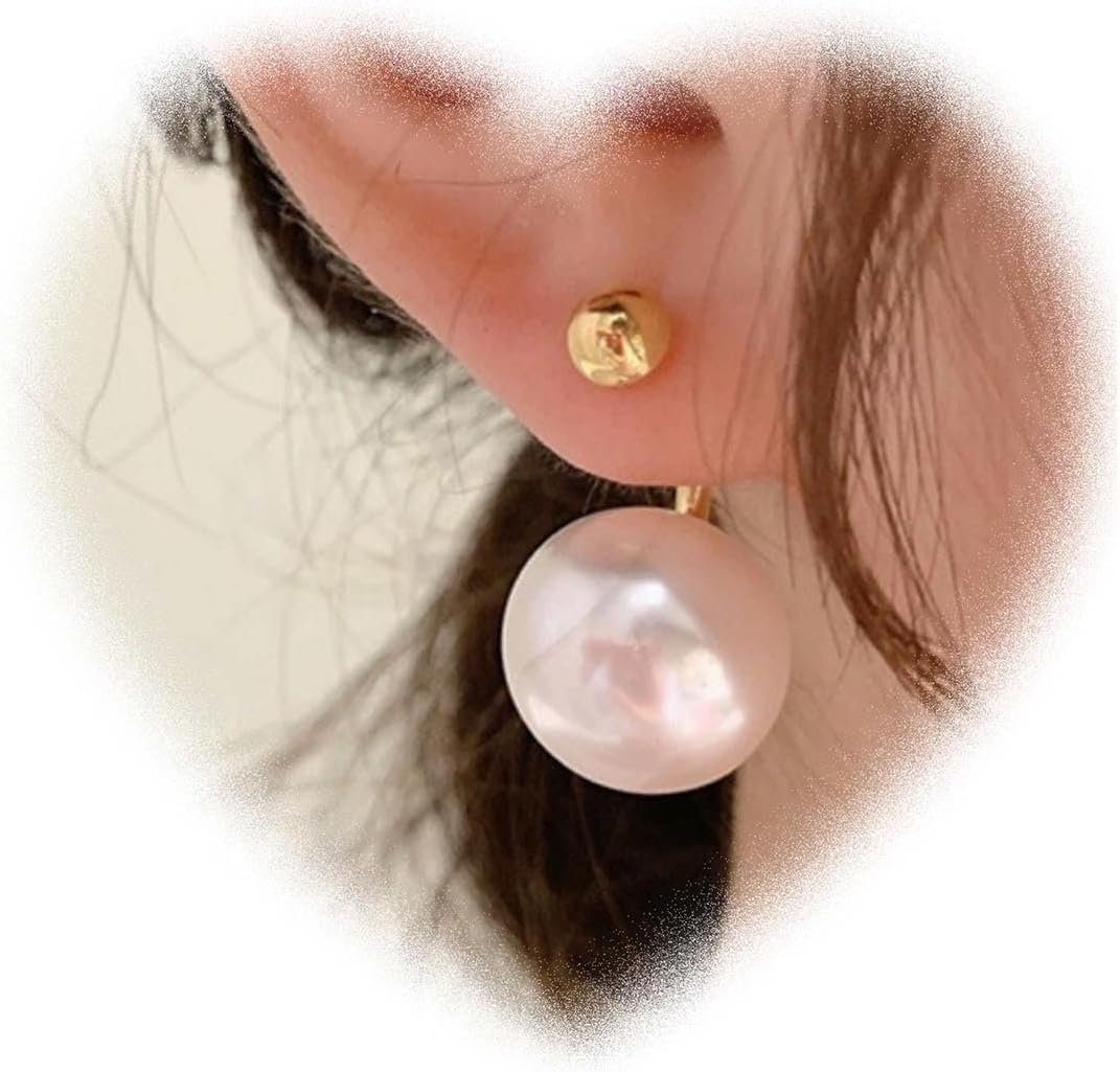 W WEILIRIAN Boho Pearl Ear Jacket Earrings Gold Pearl Drop Earrings Pearl Wedding Earrings Two Ways Front Back Earrings Jewelry for Women