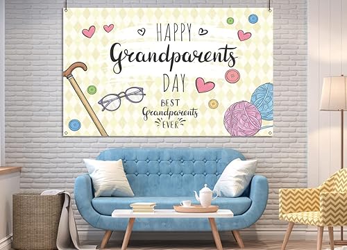 Miniatura 2 de Nepnuser Telón de fondo para cabina de fotos del día de los abuelos, evento escolar, jubilación, amor, abuelos, decoración de fiesta de abuelos,