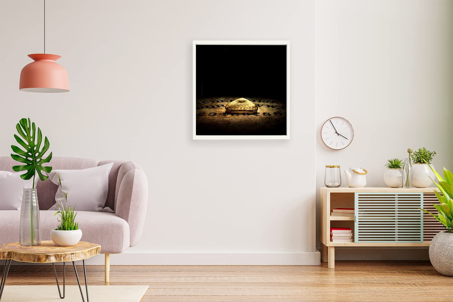 Xtreme Skins Designs Print White Wood Floater Framed Canvas Wall Art Decoration Poster (14x14 Inch) - Ouija