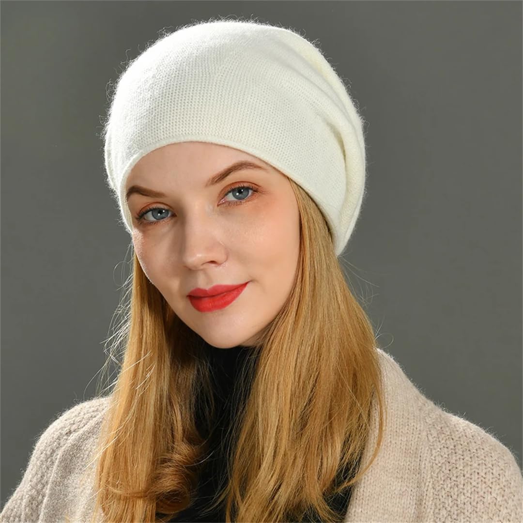 Gorros Holgados Para Mujer, Gorros De Lana De Cachemira Pura, Gorro De Punto Para Niña, Gorro Cálido De Invierno Para Exteriores