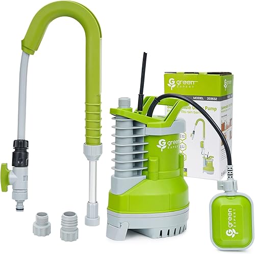 Green Expert - Bomba de agua sumergible de 13 HP, 1200 GPH de alto caudal con tubo de barril de lluvia, bomba eléctrica para reciclaje de agua de