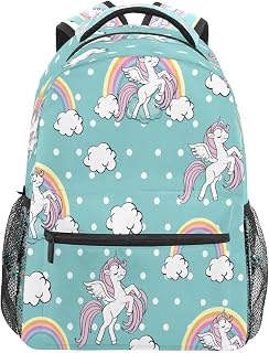 Mochila escolar para meninos e meninas, unicórnio, arco-íris, estudante, bolsa de ombro para meninos e meninas, leve, durável, bolsa de viagem para trilhas, acampamento, dia