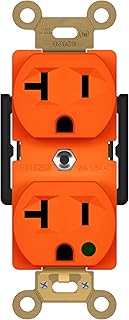 ENERLITES Hospital Grade Outlet, Industrial Grade Duplex Receptacle, Heavy-Duty Straight Blade Devices, 20A 125VAC, 5-20R, 62020-O, Orange