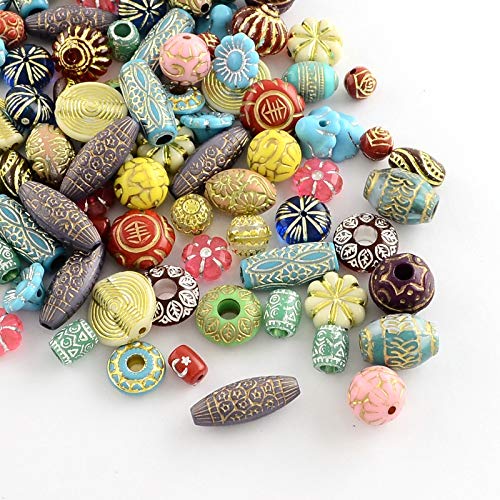 260 pieces plastic beads, pearl mix, rhinestone effect, glitter, plastic beads, colourful mix motifs, acrylic beads set - Image 2