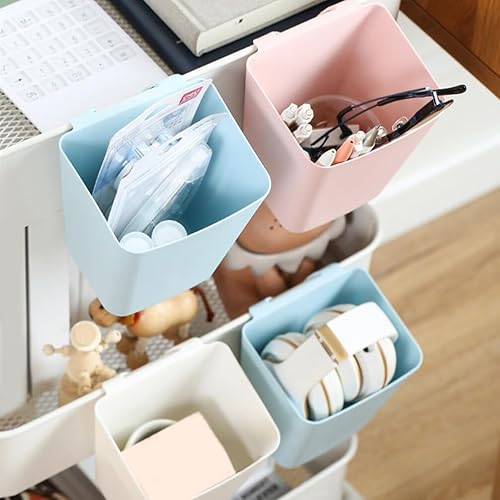 Miniatura 9 de Zerodeko Portavasos colgante, carrito rodante, organizador de accesorios, 4 unidades, cesta de almacenamiento, cubo colgante para plantas,