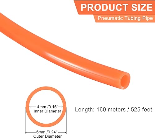 Miniatura 2 de MECCANIXITY Tubo de tubo neumático, 0.236 in x 0.157 in, 525 pies, 524.9 ft, tubo de manguera de tubería de línea de aire de PU, color rojo para