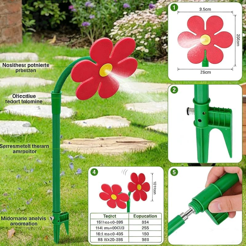 2PCS Crazy Dancing Daisy Sprinkler, 360 Rotatable Flower Sprinklers, Daisy Sprinkler for Dogs, Garden Sprinkler Stake with Adapter, Irrigation Tool for Yard Watering Pets Playing (White+Yellow)