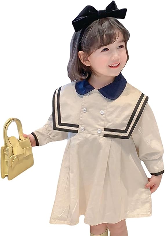 Amazon 子供服 女の子 学院風 セットアップ セーラー襟 良い肌触り ガールズワンピース 体型カバー ガールズ 長袖ワンピース キッズ ワンピース スカート スーツ フォーマル 海軍風 ドレス ジュニア服 韓国服 洋服 春 秋 冬 ワンピース チュニック 通販