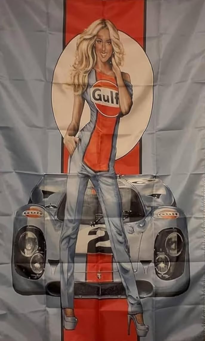 gulf racing vintage design pin up girl banner