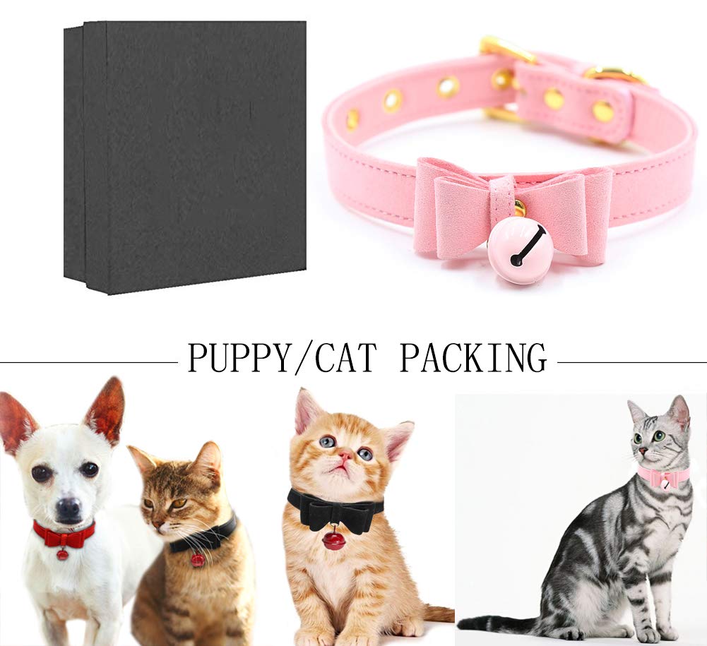 Amazon | 猫首輪 リボン 蝶ネクタイ 鈴付き 安全 犬 猫 首輪 なめし革