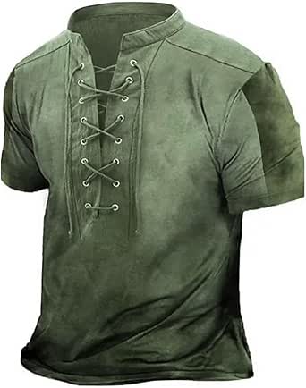 Celucke Viking Costume Men's Shirt Pirate Costume Linen Fabric