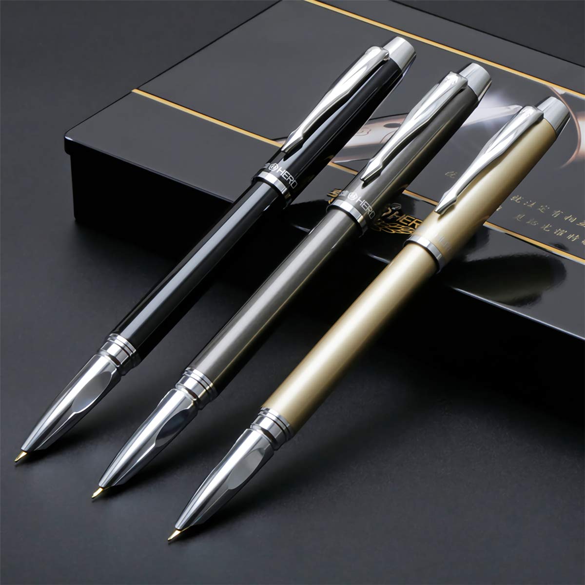 VIDOO Füllfederhalter Set 0.5 mm 0.8 mm Nib Kalligraphie schreiben Unterzeichnung Stiftkugel Stift Geschenke Box für Studenten Freunde Familien Kollegen - Schwarz