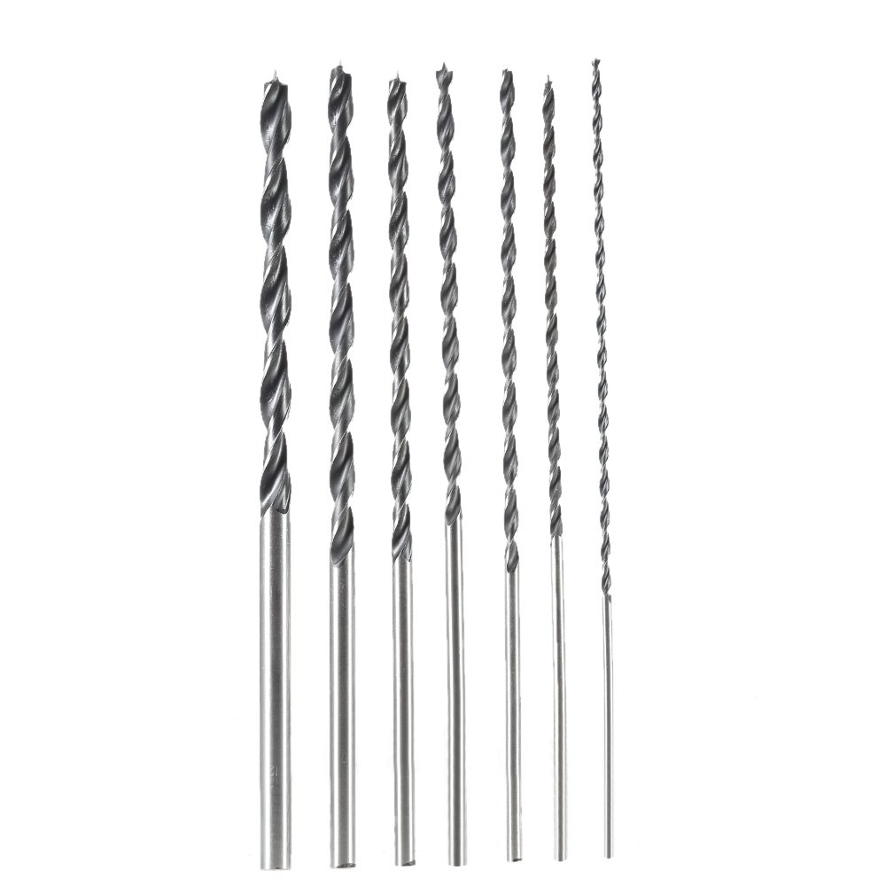 7 Pieces 300mm Wood Drill Bit Set, 4-12mm Extra Long Carbon