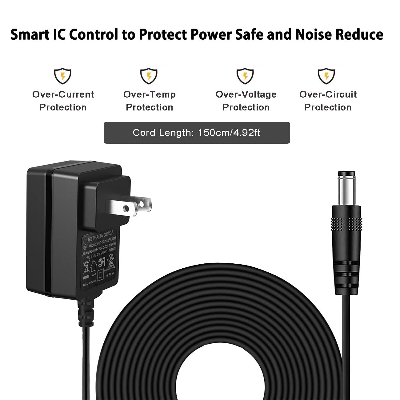 JOYO DC 9V 500mA Guitar Pedal Power Supply Adapter AC Wall Charger Adapter One Spot 5.5mmX2.1mm Compatible for Most Effect Pedals (Tip Negative)