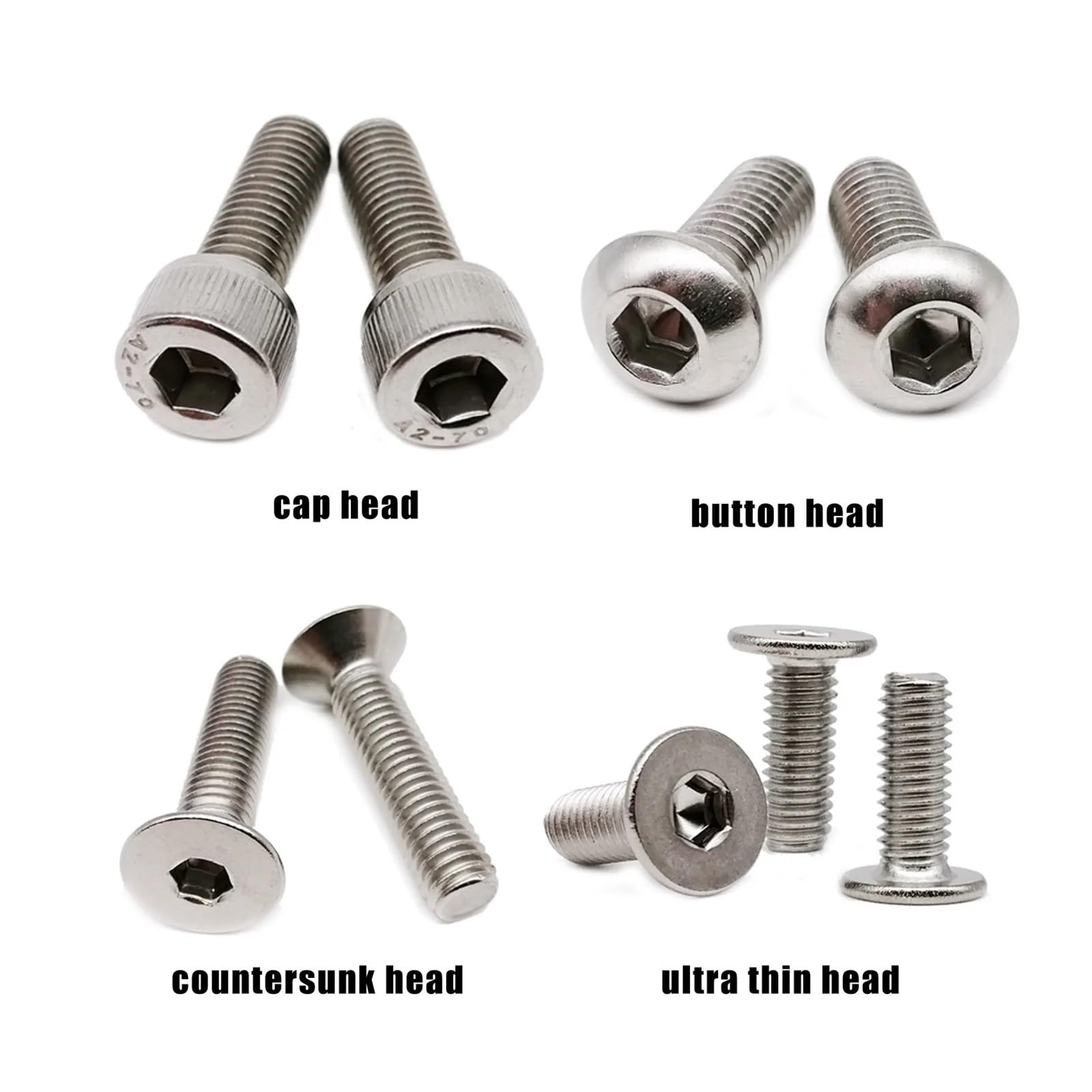 GamirA 1140 Uds M2 M3 M4 M5 304 Acero Inoxidable Allen Hexagonal Tapa de Casquillo botón Cabeza Plana Tornillo Tuerca arandela Juego Surtido (Color : Cap Head)