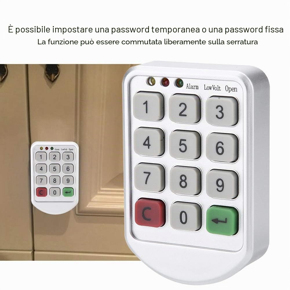 Kit di serratura elettronica per armadietti, senza chiave, con password elettronica, tastiera, numero di porta