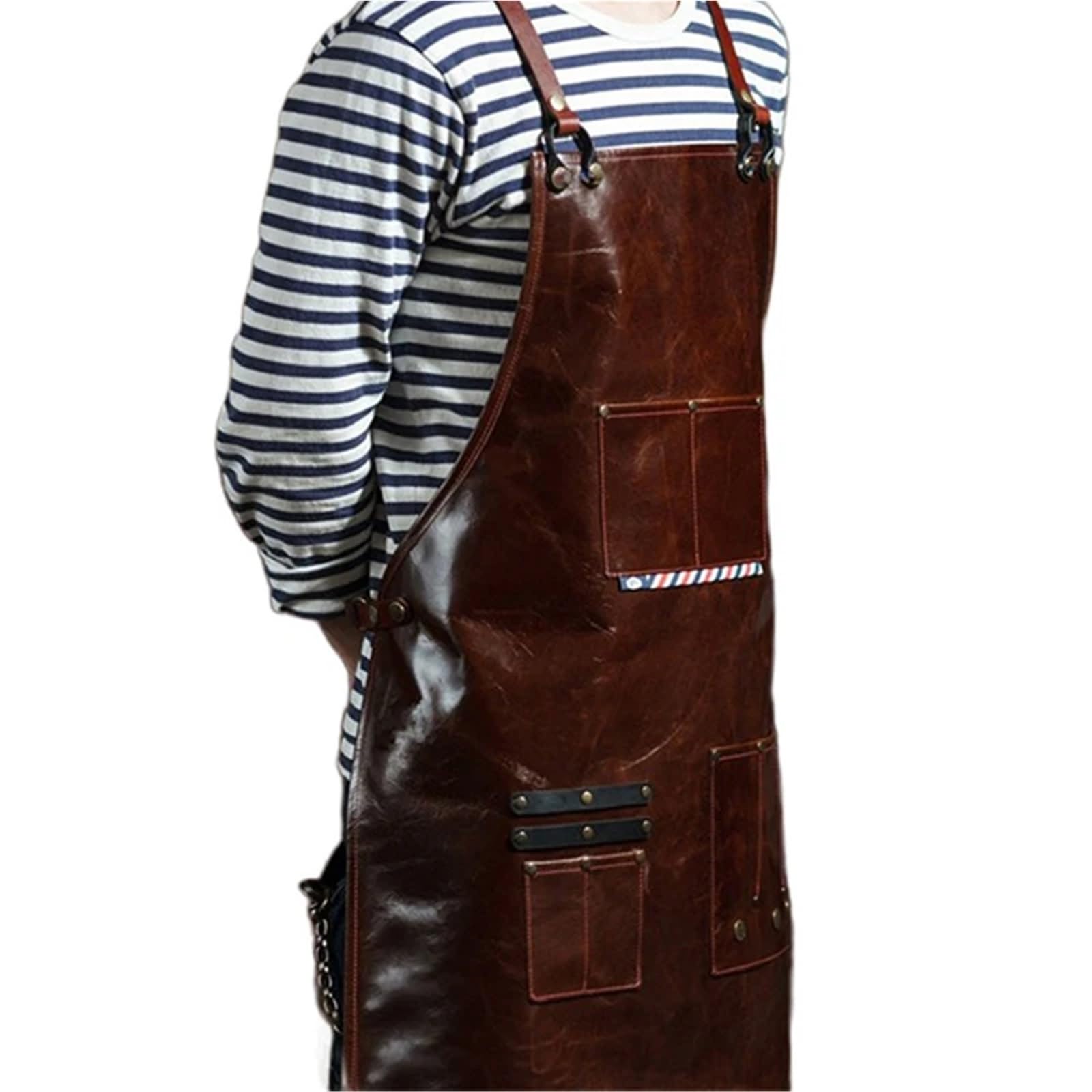 Delantales de Lona Correa trasera de cuero sintético for barista, camarero, pastelero, cafetería, bistró, barbacoa, parrilla, uniforme, florista, barbero