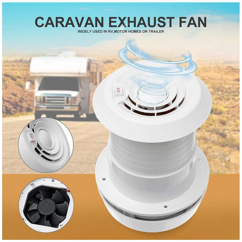 Ventola per camper, 12 V, da viaggio, per rimorchio, camper, motore, ventola di raffreddamento, fungo, estrattore regolabile, accessori per la ventilazione del rimorchio