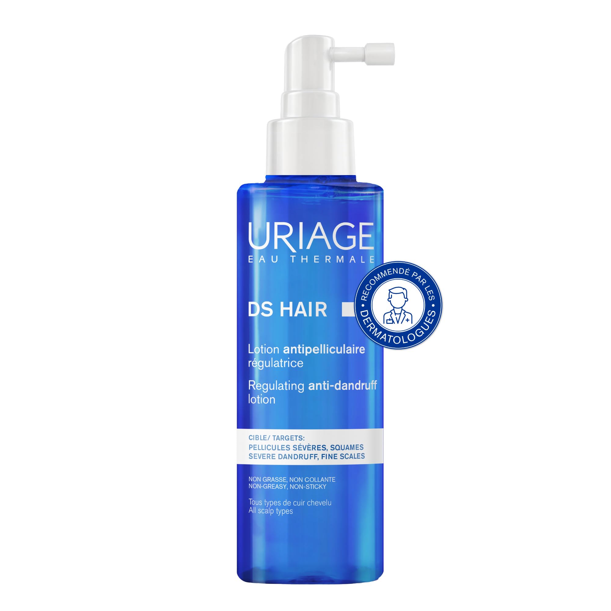 Uriage DS Hair Lotion Antipelliculaire - Cuir Chevelu Irrité, Squames, Démangeaisons avec Pellicules Sévères - Tous Types de Cheveux dont Locs - Piroctone Olamine, Huile de Cade - Sans Parfum - 100ml