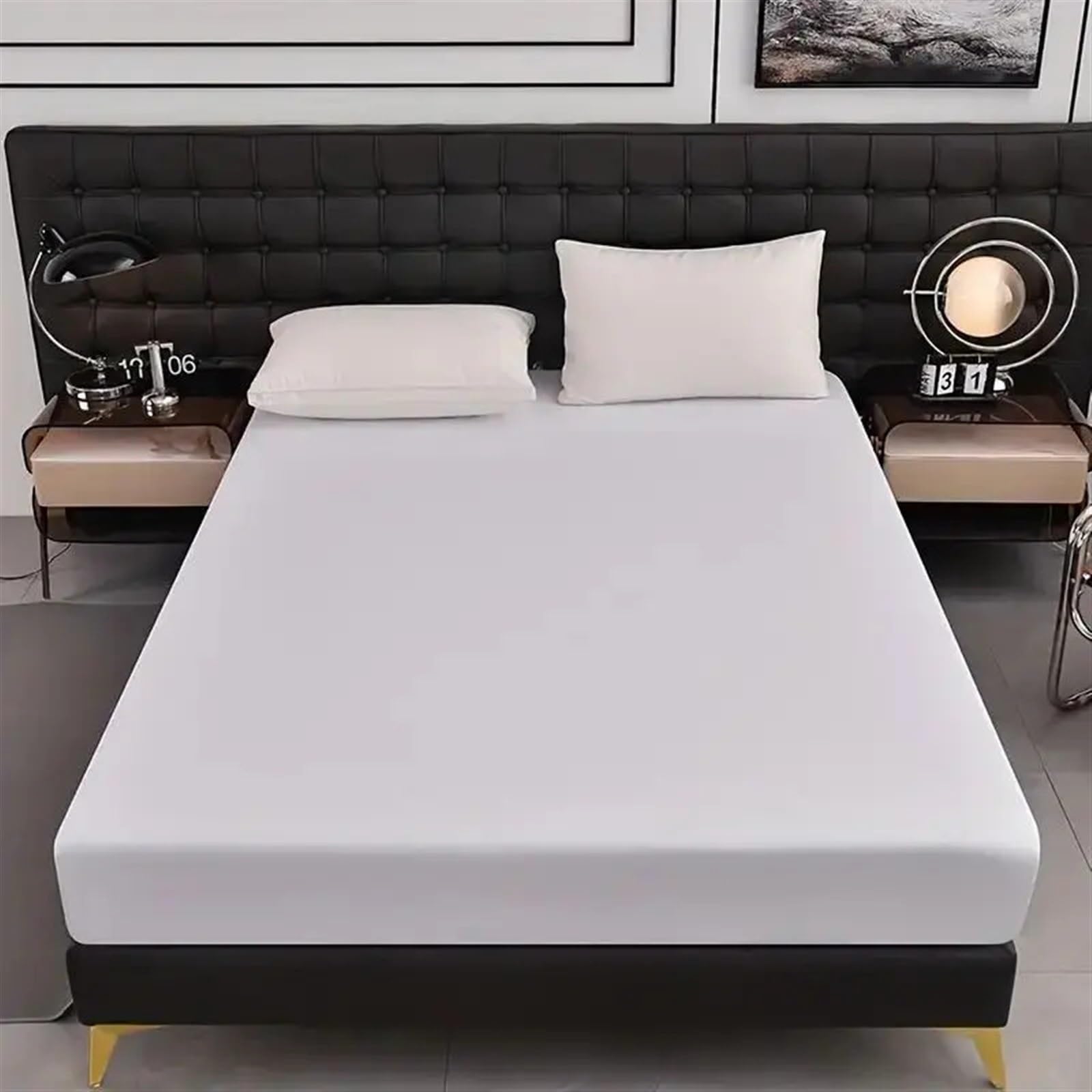 Coprimaterasso Lenzuolo con Angoli Impermeabile, Comodo coprimaterasso con Elastico in Gomma, Lavabile e Facile da Pulire(Grey,180x200x30cm)