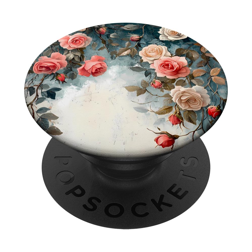 Vintage Roses as a Pastel Botanical Artwork, A Dreamy Roses PopSockets Adhesive PopGrip